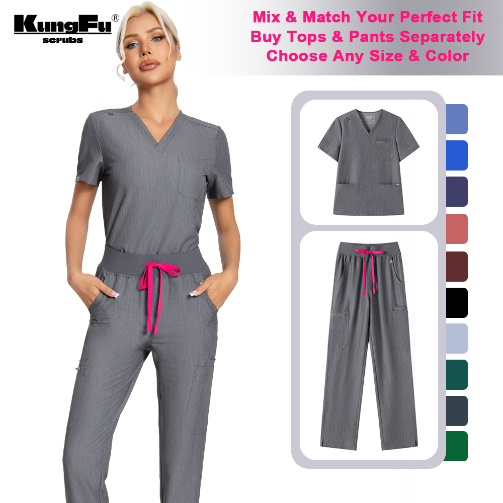 KUNGFU SCRUBS Women Nurse Scru - Medical Lab Uniform ulasan dan harga